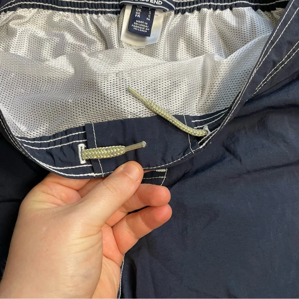 Lands End Swim Trunks Small Men’s Cargo Surf Navy Blue With Mesh Liner